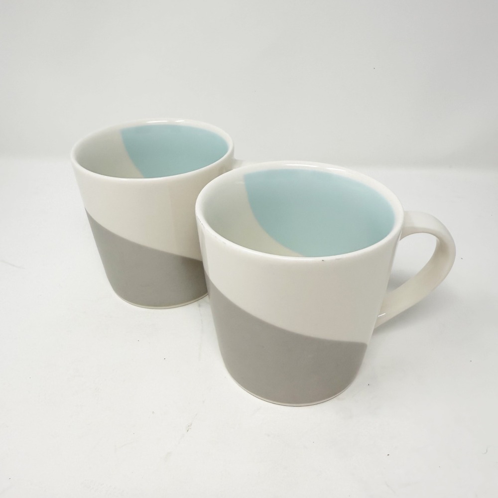 Starbucks 2005 Art Deco Gray Blue Pastel Curve 12 oz Coffee Mugs‎ - Picture 2 of 9